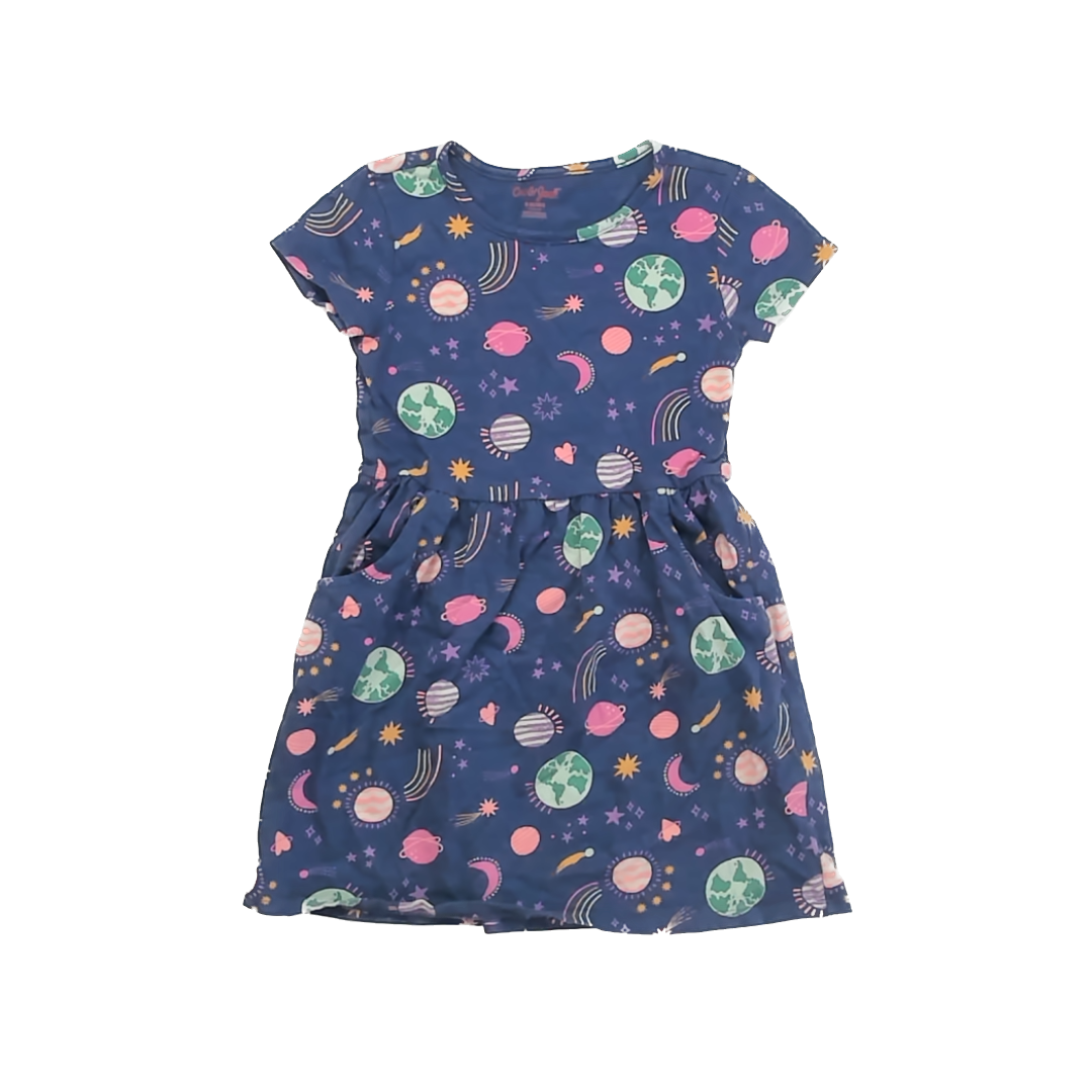 Carter's Girls Navy Space Dress Size: 6 Years Navy Space