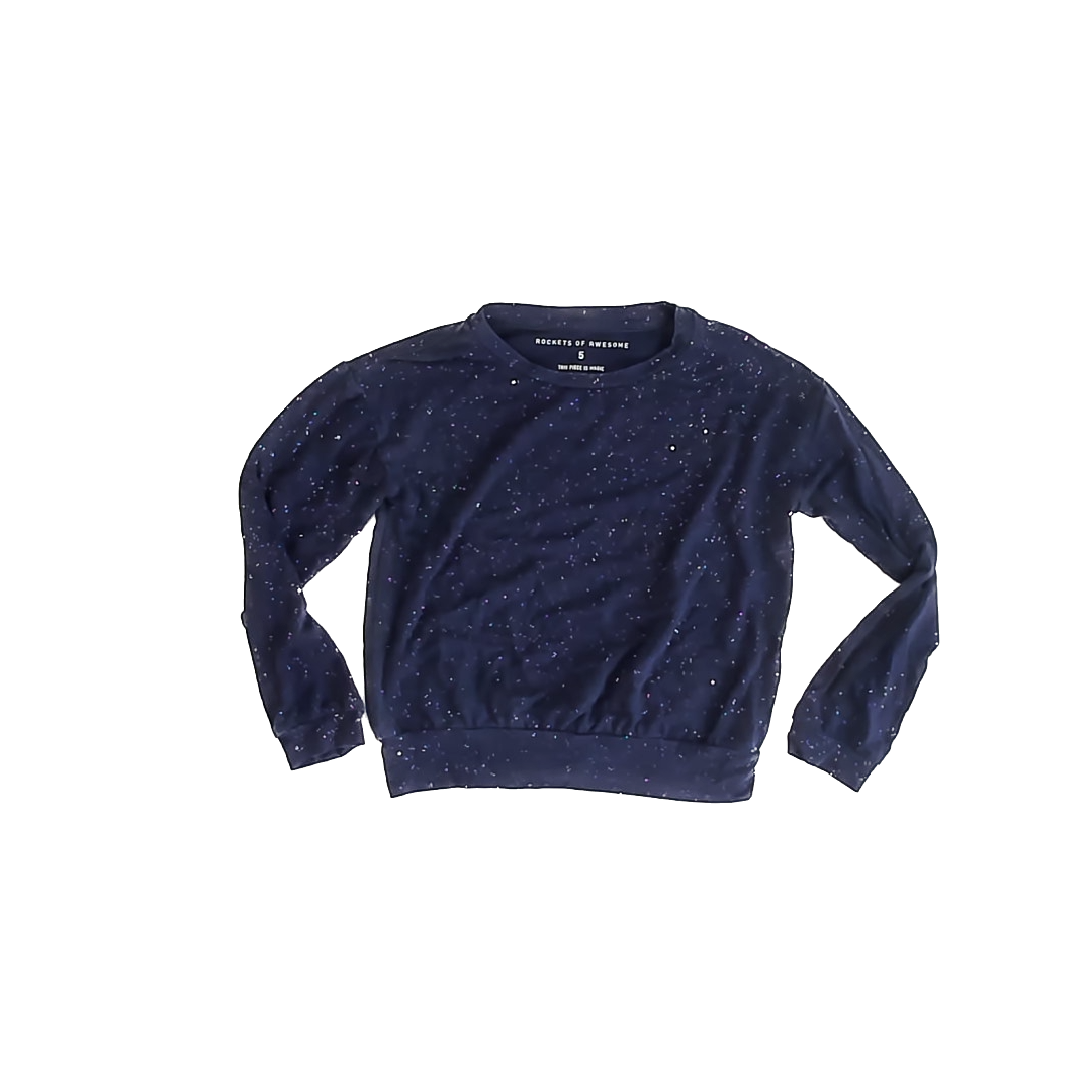 Rockets Of Awesome Girls Navy Sparkles Long Sleeve Shirt Size: 5T Navy Sparkles