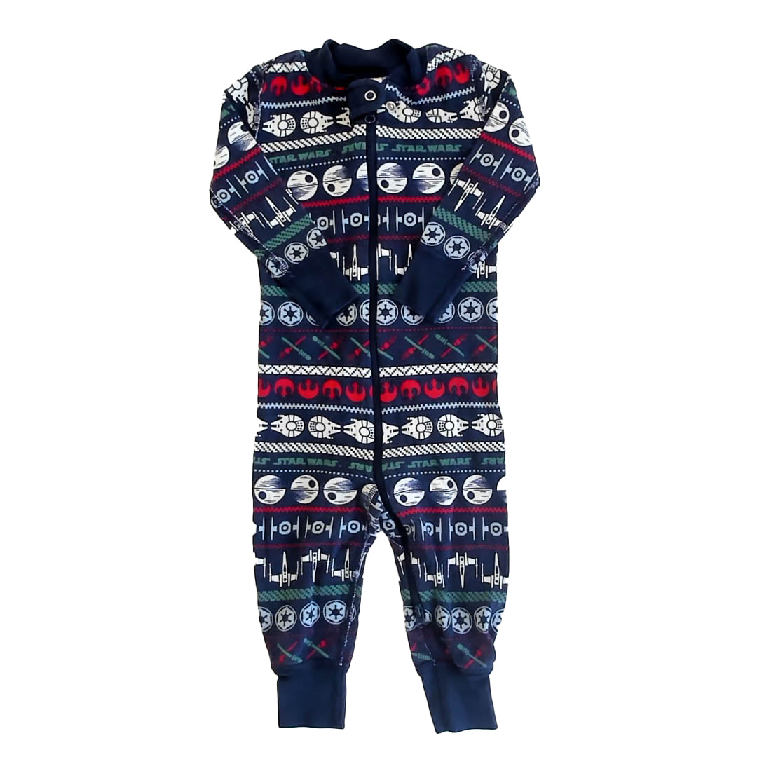 Hanna Andersson Boys Navy Star Wars 1-piece Non-footed Pajamas Size: 12-18 Months Navy Star Wars