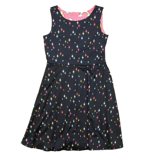 Tear Me Away Girls Navy Stars | Pink Unicorns Dress Size: 12 Years