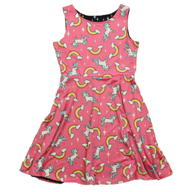 Tear Me Away Girls Navy Stars | Pink Unicorns Dress Size: 12 Years