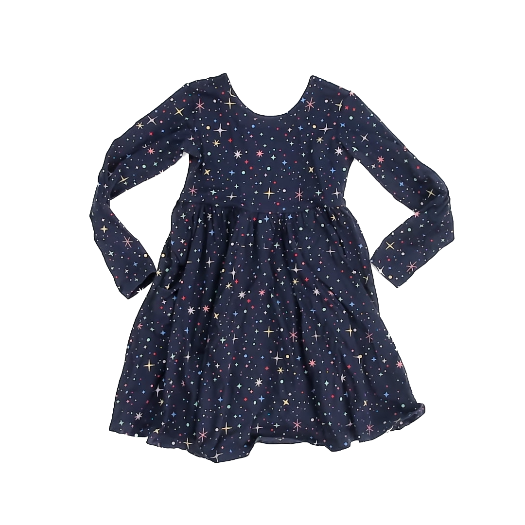 Hanna Andersson Girls Navy Stars Dress Size: 5T Navy Stars