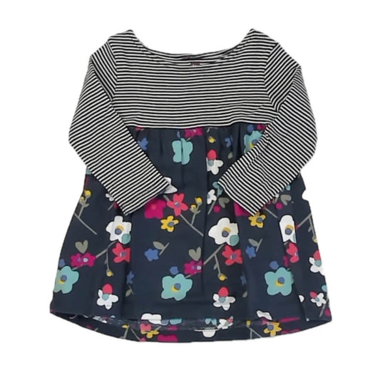 Tea Collection Girls Navy Stripe | Floral Dress Size: 9-12 Months Navy Stripe | Floral