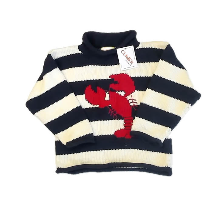 Claver Unisex Navy Stripe | Lobster Sweater Size: 7 Years Navy Stripe | Lobster