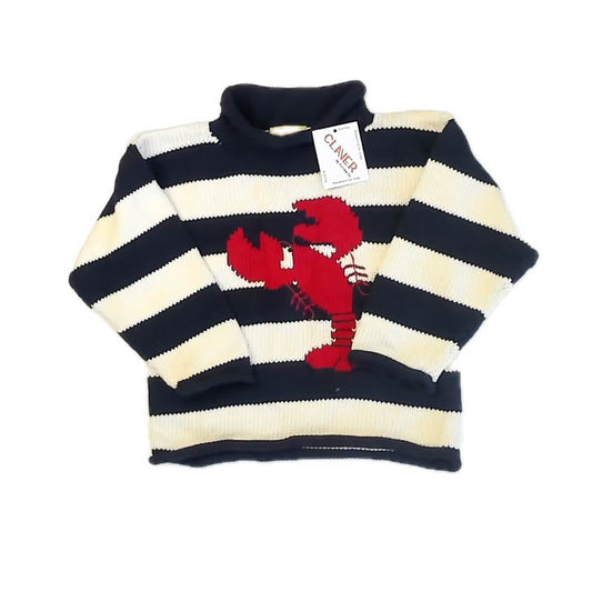 Claver Unisex Navy Stripe | Lobster Sweater Size: 7 Years Navy Stripe | Lobster