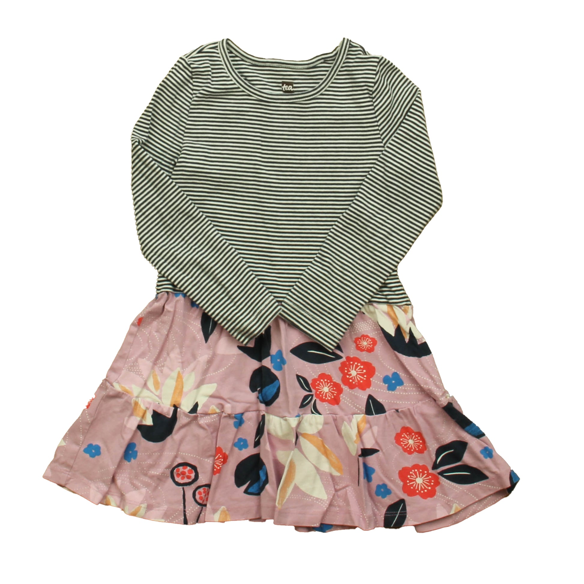 Tea Collection Girls Navy Stripe | Purple Floral Dress Size: 4T Navy Stripe | Purple Floral
