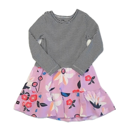 Tea Collection Girls Navy Stripe | Purple Floral Dress Size: 5T Navy Stripe | Purple Floral