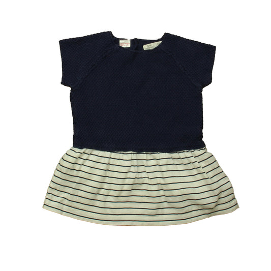 Zara Girls Navy Stripe Dress Size: 12-18 Months