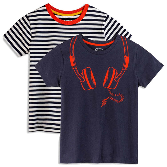 Mightly Boys Navy | Stripe T-Shirt Size: 2T Navy | Stripe