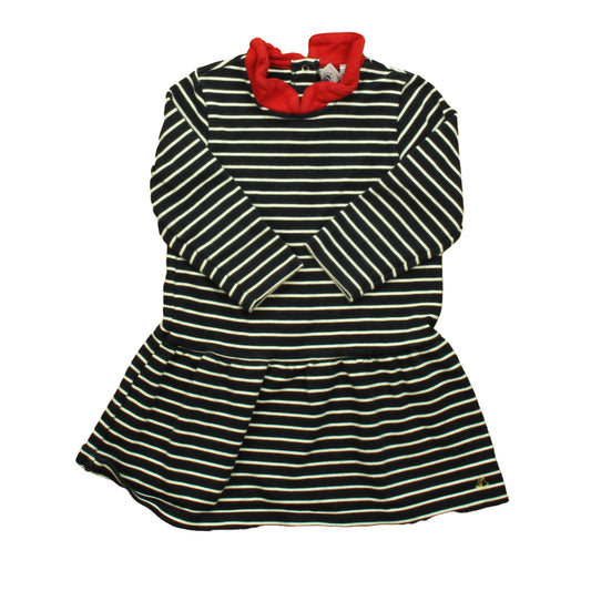 Petit Bateau Girls Navy Stripe Dress Size: 24 Months Navy Stripe