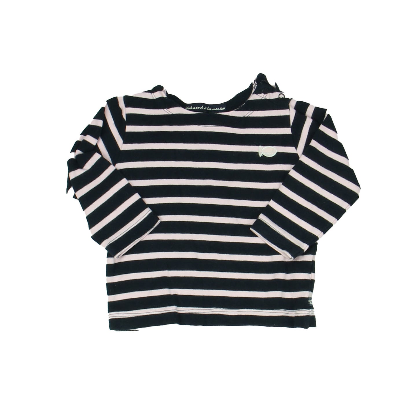 Weekend a la Mer Girls Navy Stripe Long Sleeve Shirt Size: 12 Months Navy Stripe