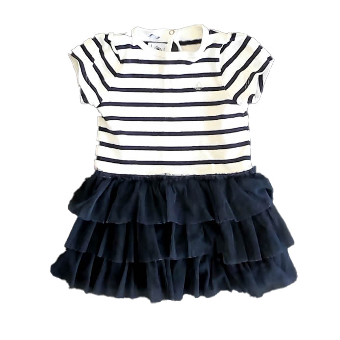 Petit Bateau Girls Navy Stripe Dress Size: 18 Months Navy Stripe