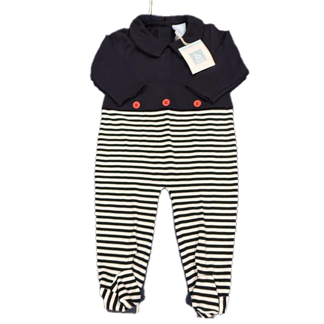 Bella Bliss Boys Navy Stripe Long Sleeve Outfit Size: 12 Months