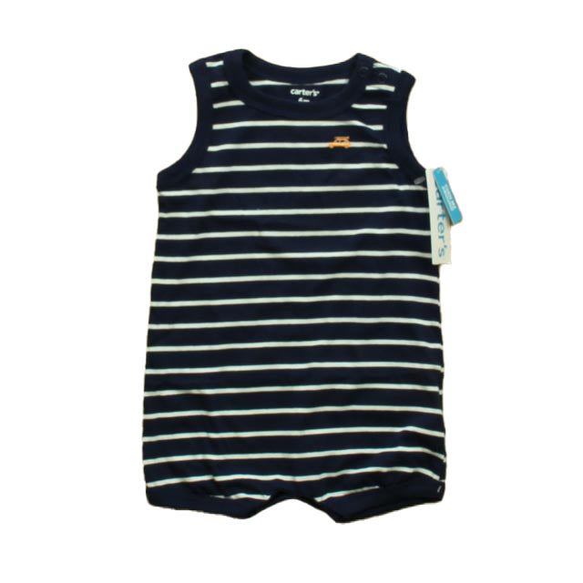 Carter's Boys Navy Stripe Romper Size: 6 Months Navy Stripe