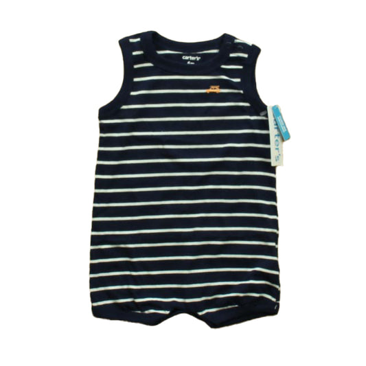 Carter's Boys Navy Stripe Romper Size: 6 Months Navy Stripe