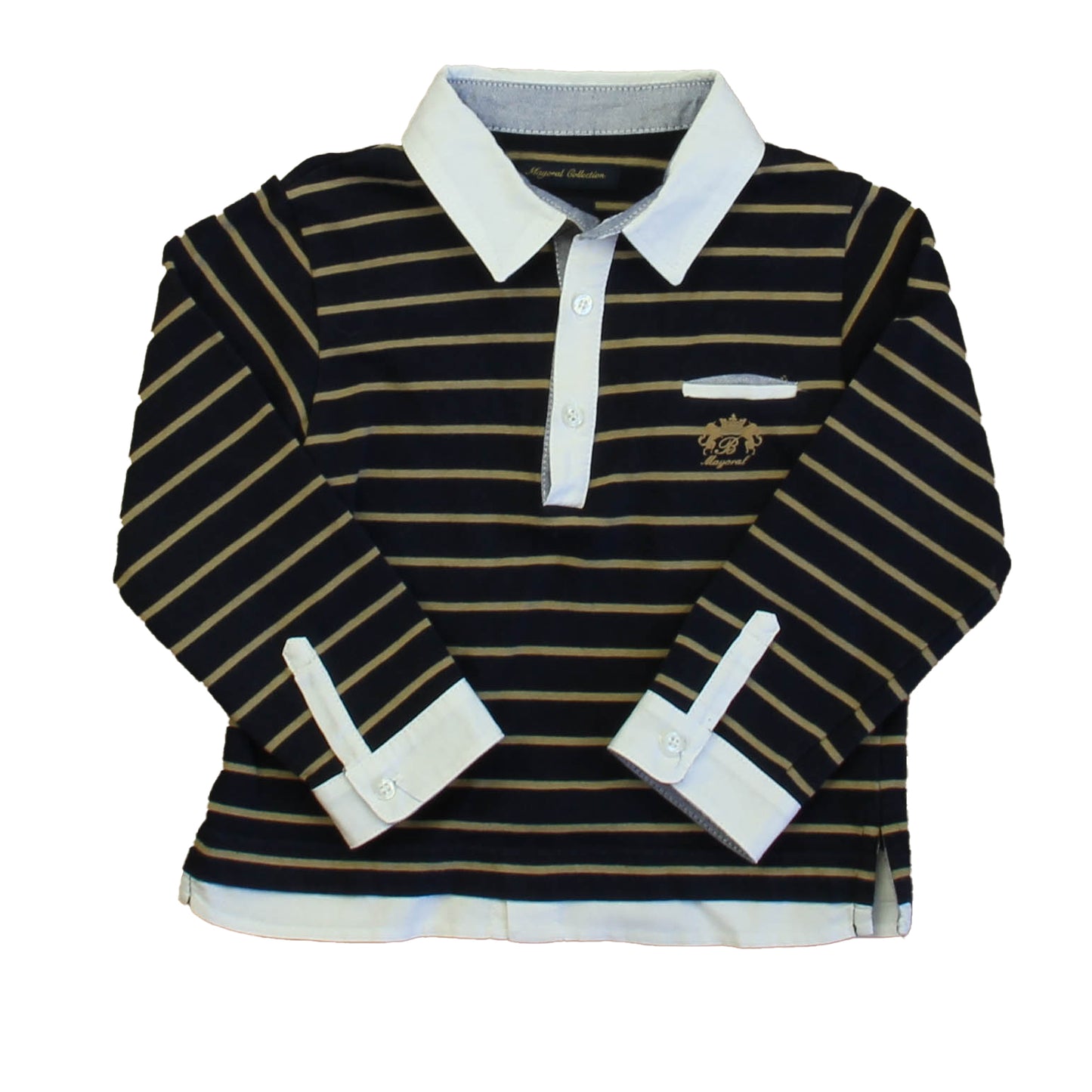 Mayoral Boys Navy Stripe Rugby Shirt Size: 24 Months
