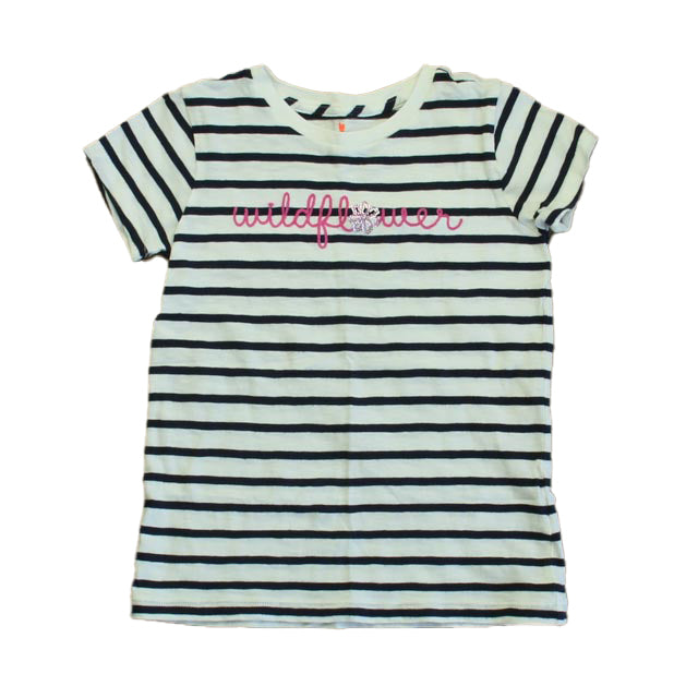 Pre-owned - Good: Crewcuts Girls Navy Stripe T-Shirt size: 6-7 Years