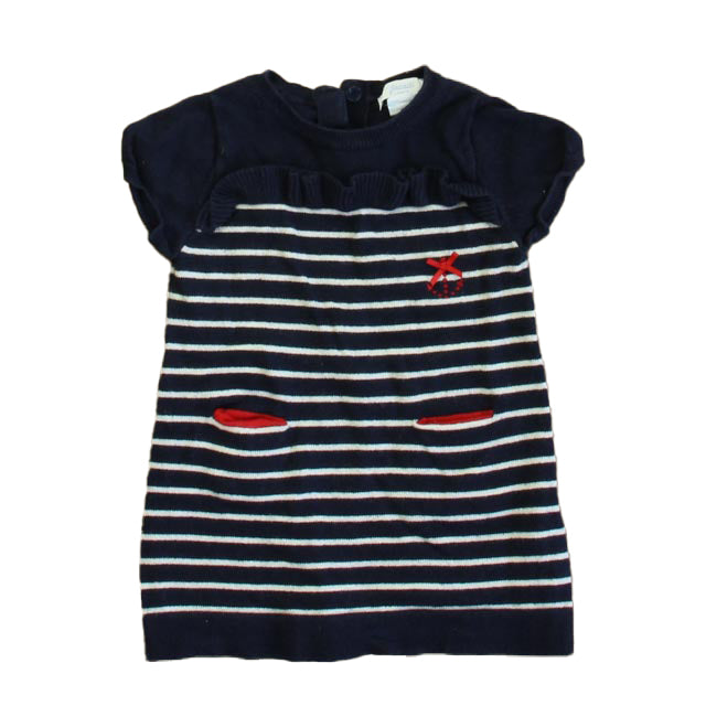 Jacadi Girls Navy Stripe Sweater Dress Size: 12 Months