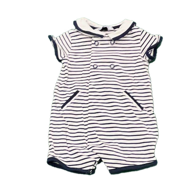 Mayoral Boys Navy Stripe Romper Size: 4-6 Months Navy Stripe