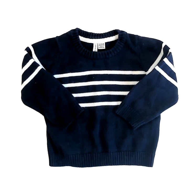 Janie and Jack Boys Navy Stripe Sweater Size: 12-18 Months Navy Stripe