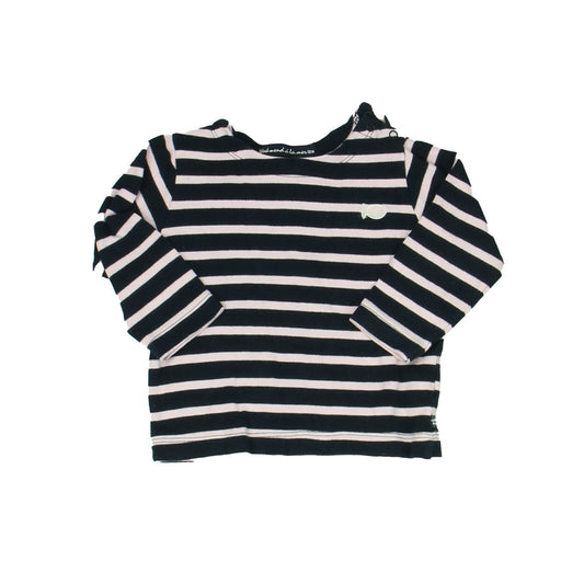 Weekend a la Mer Girls Navy Stripe Long Sleeve Shirt Size: 12 Months Navy Stripe