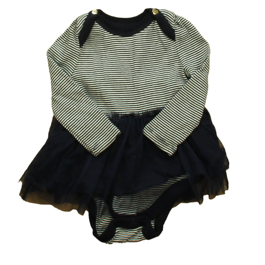 Gap Girls Navy Stripe Dress Size: 6-12 Months Navy Stripe