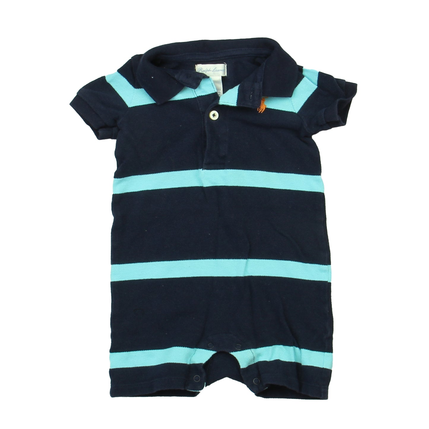 Ralph Lauren Boys Navy Stripe Romper Size: 6 Months Navy Stripe