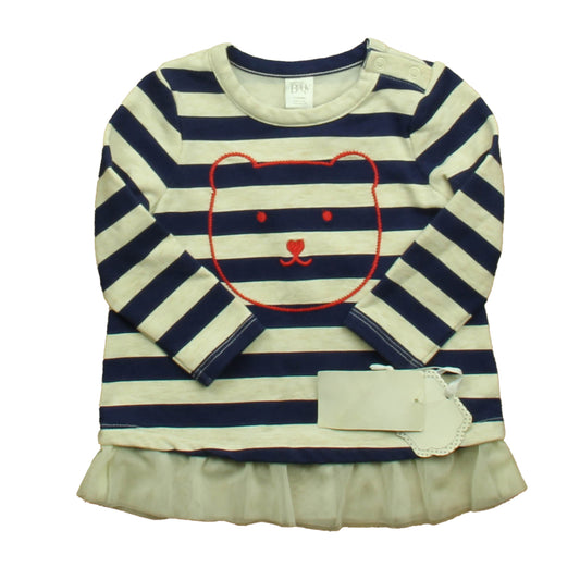 Nordstrom Girls Navy Stripe Long Sleeve T-Shirt Size: 9 Months Navy Stripe