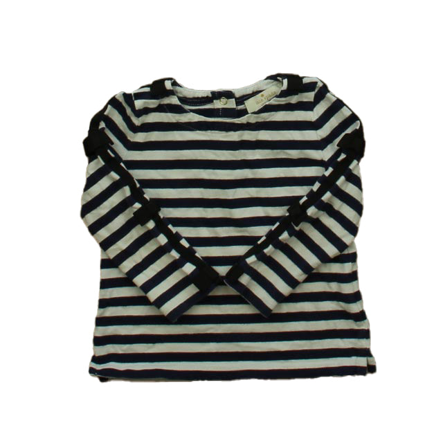 Kate Spade Girls Navy Stripe Long Sleeve T-Shirt Size: 12 Months Navy Stripe