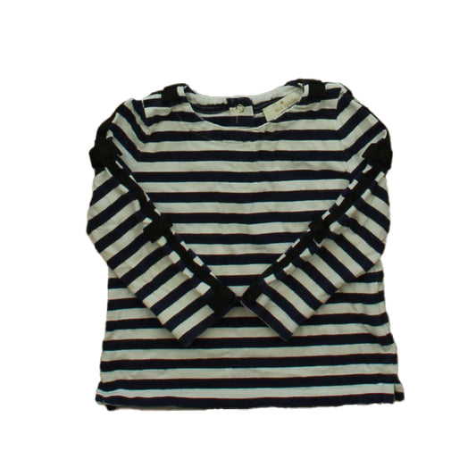 Kate Spade Girls Navy Stripe Long Sleeve T-Shirt Size: 12 Months Navy Stripe