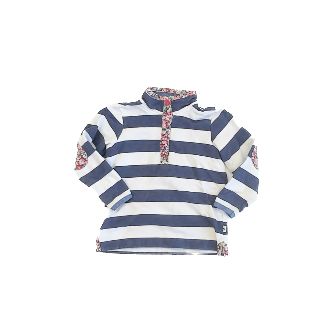 Joules Girls Navy Striped Sweatshirt Size: 4T Navy Striped