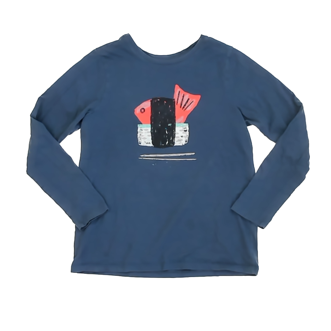 Tea Collection Girls Navy | Sushi Roll Long Sleeve Shirt Size: 12 Years Navy | Sushi Roll