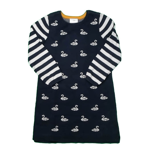 Hanna Andersson Girls Navy Swans Dress Size: 6 Years Navy Swans