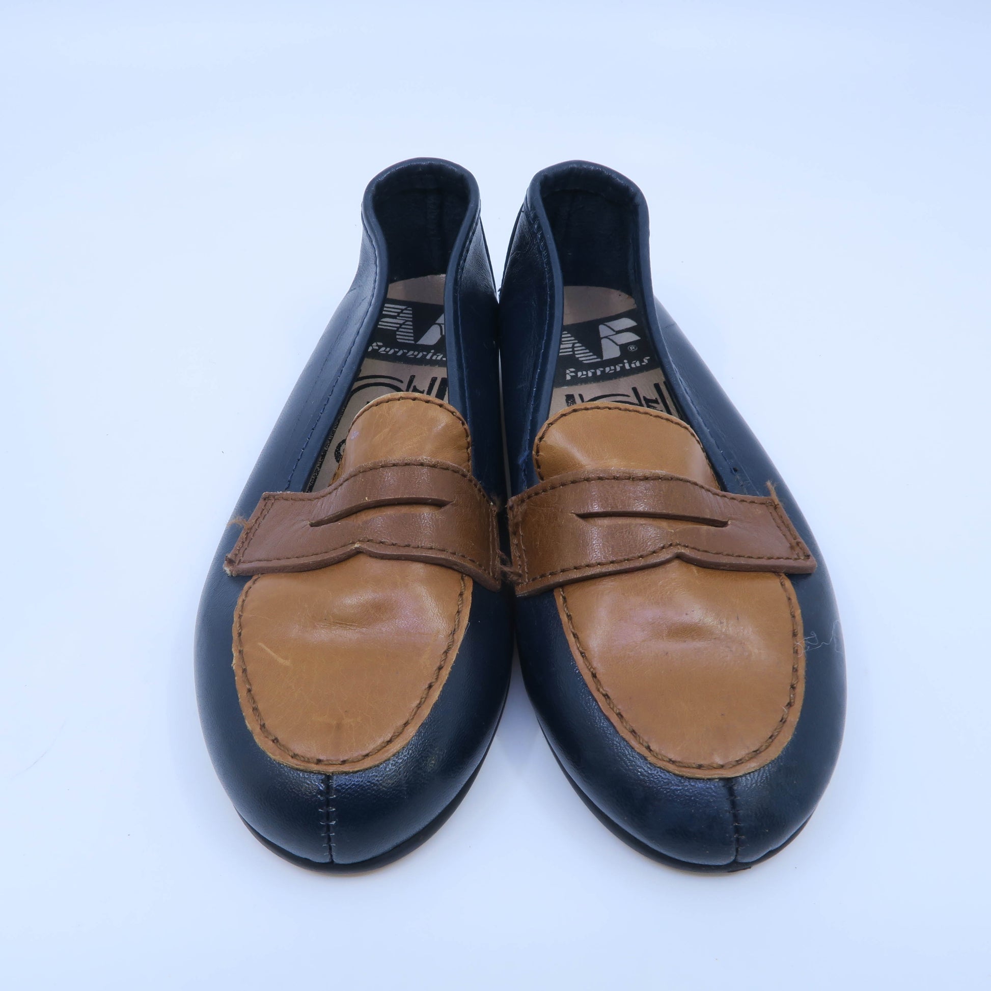 Ferrerias Girls Navy | Tan Shoes Size: *6 Toddler Navy | Tan