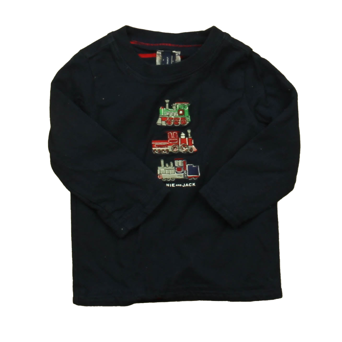 Janie and Jack Boys Navy Trains Long Sleeve T-Shirt Size: 6-12 Months Navy Trains