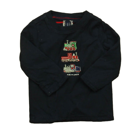 Janie and Jack Boys Navy Trains Long Sleeve T-Shirt Size: 6-12 Months Navy Trains