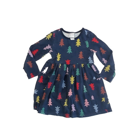 Hanna Andersson Girls Navy Trees Dress Size: 4T Navy Trees