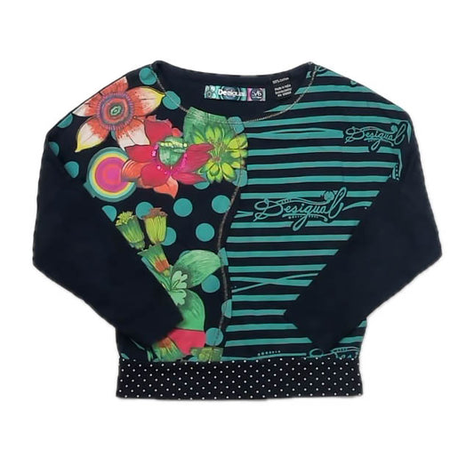 Desigual Girls Navy | Turquoise Stripe Long Sleeve T-Shirt Size: 5-6 Years Navy | Turquoise Stripe