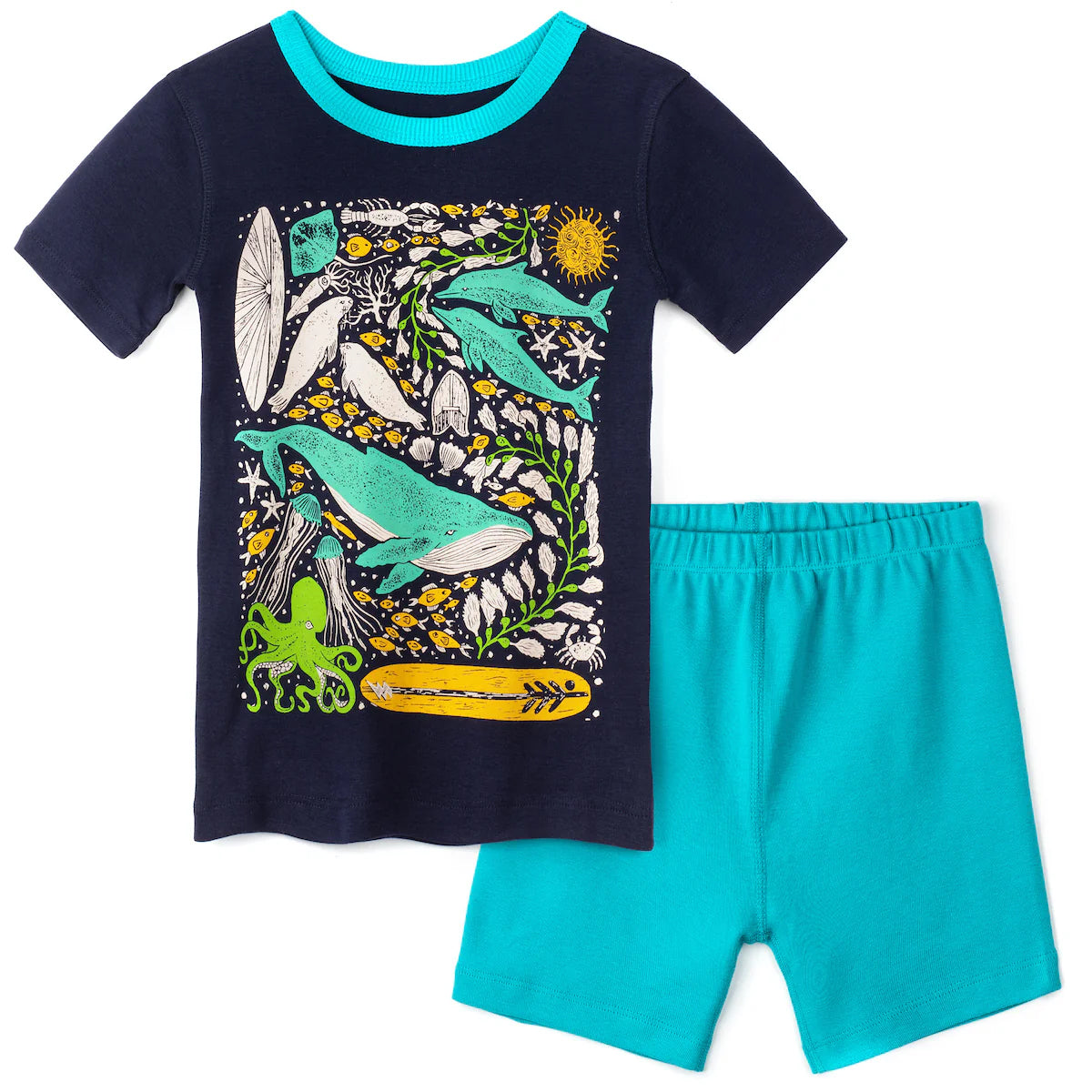 Mightly Boys Navy | Turquoise 2-piece Pajamas Size: 6-14 Years Navy | Turquoise