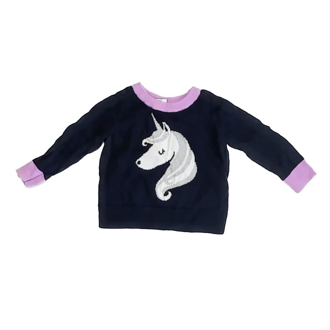Gap Girls Navy Unicorn Sweater Size: 12-18 Months Navy Unicorn