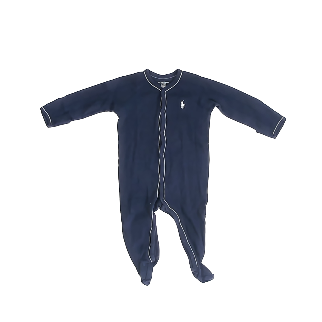 Ralph Lauren Boys Navy Waffle Long Sleeve Outfit Size: 6 Months Navy Waffle