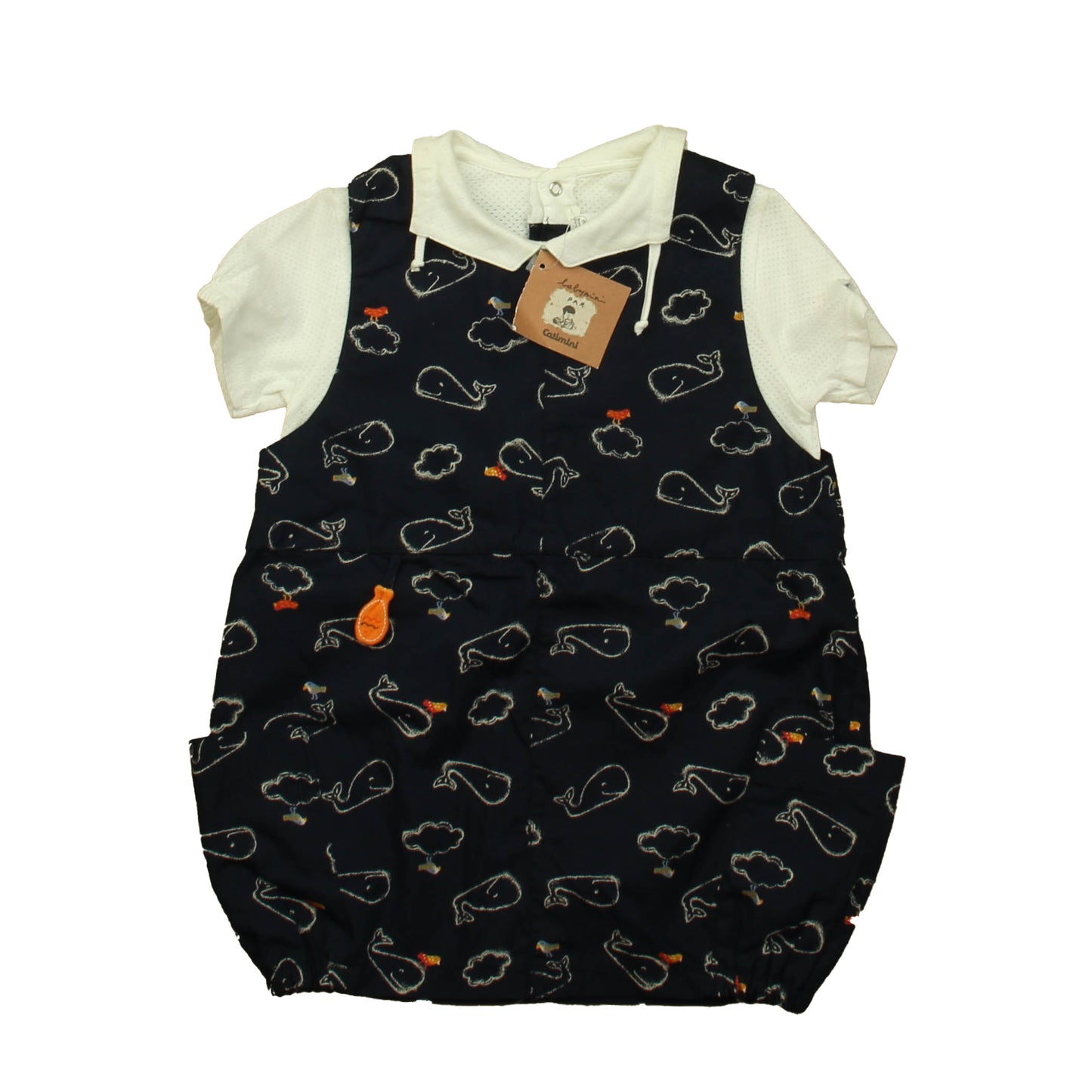 Catimini Boys Navy Whales Romper Size: 3T