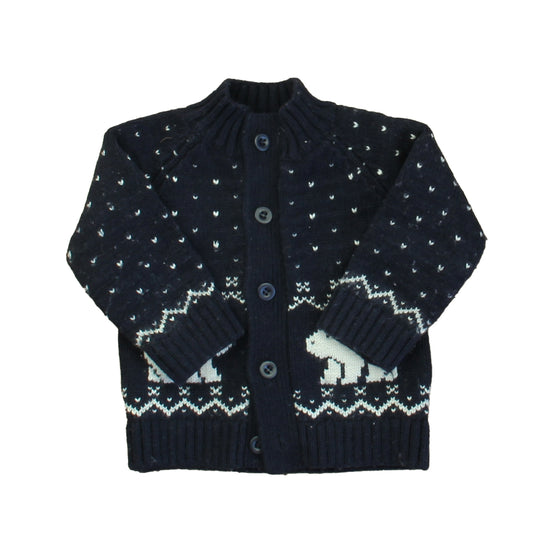 Jacadi Boys Navy | White Bears Cardigan Size: 12 Months