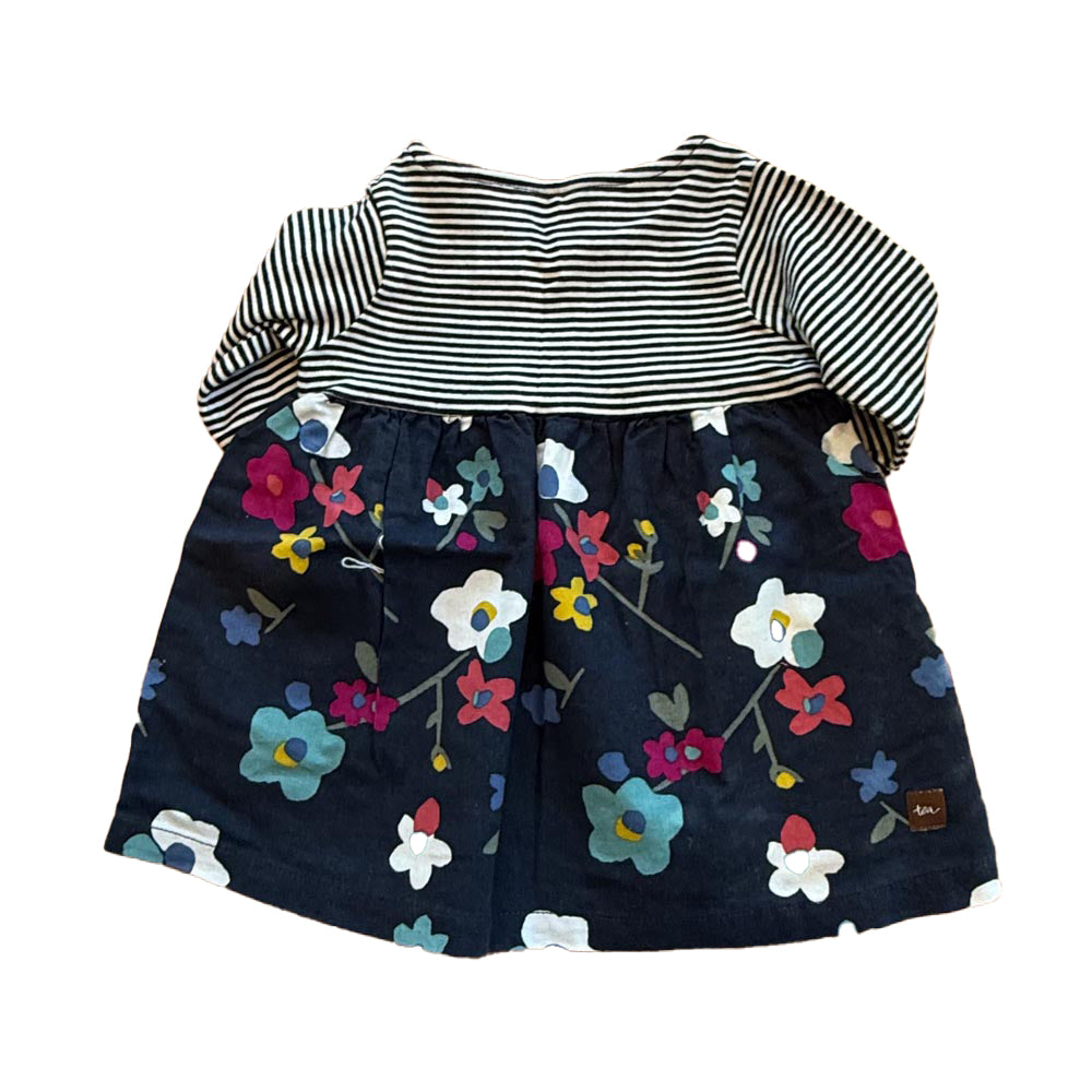 Tea Girls Navy | White Floral Dress Size: 3-6 Months Navy | White Floral