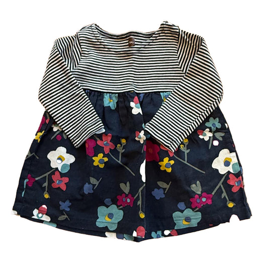 Tea Girls Navy | White Floral Dress Size: 3-6 Months Navy | White Floral