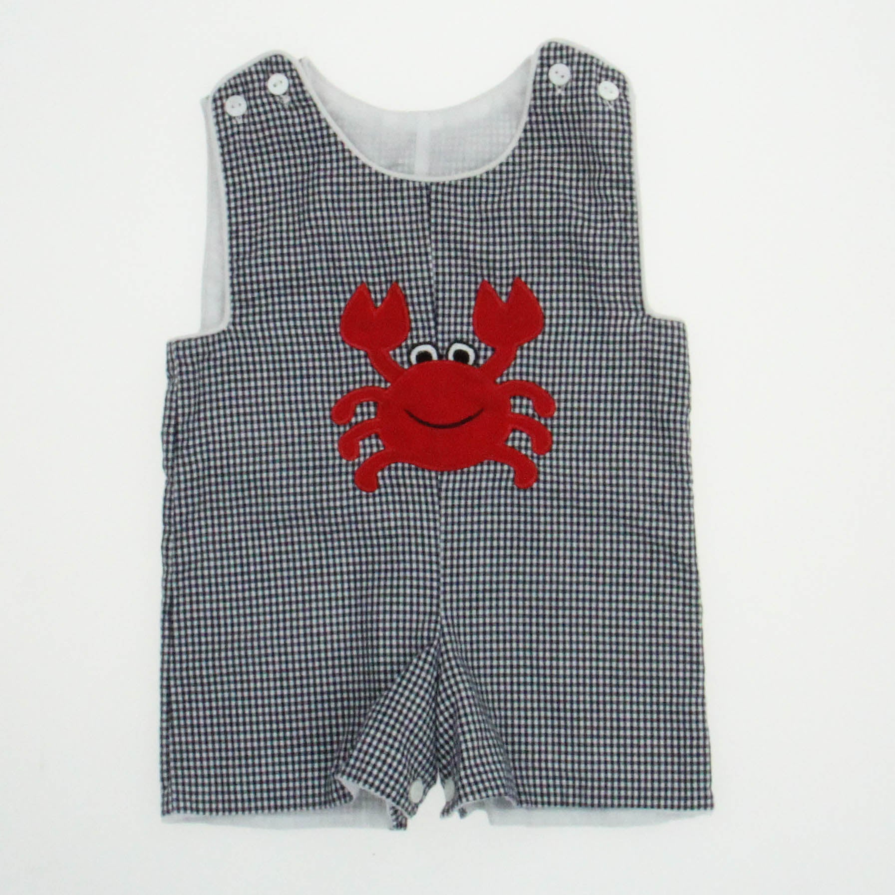 Beehave Boys Navy/White/ Red Crab Romper Size: 6 Months Navy/White/ Red Crab