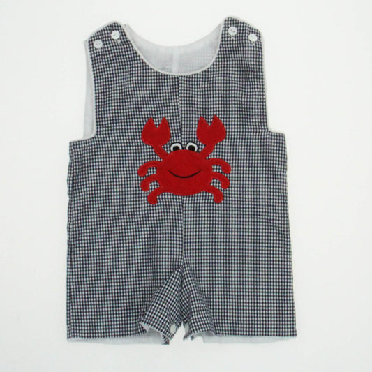 Beehave Boys Navy/White/ Red Crab Romper Size: 6 Months Navy/White/ Red Crab