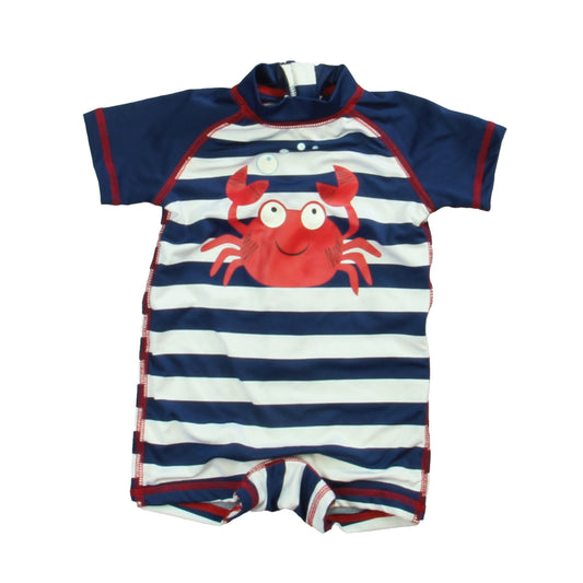 Wippette Kids Boys Navy | White | Red Crab 1-piece Swimsuit Size: 0-6 Months