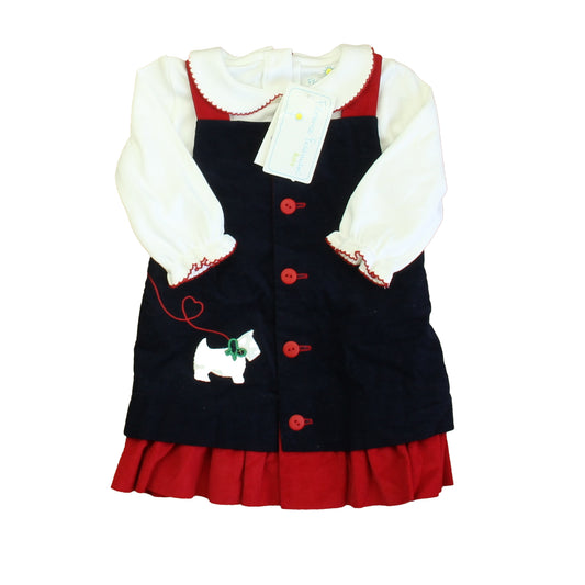 Florence Eiseman Girls Navy | White | Red Dog Jumper Size: 9 Months