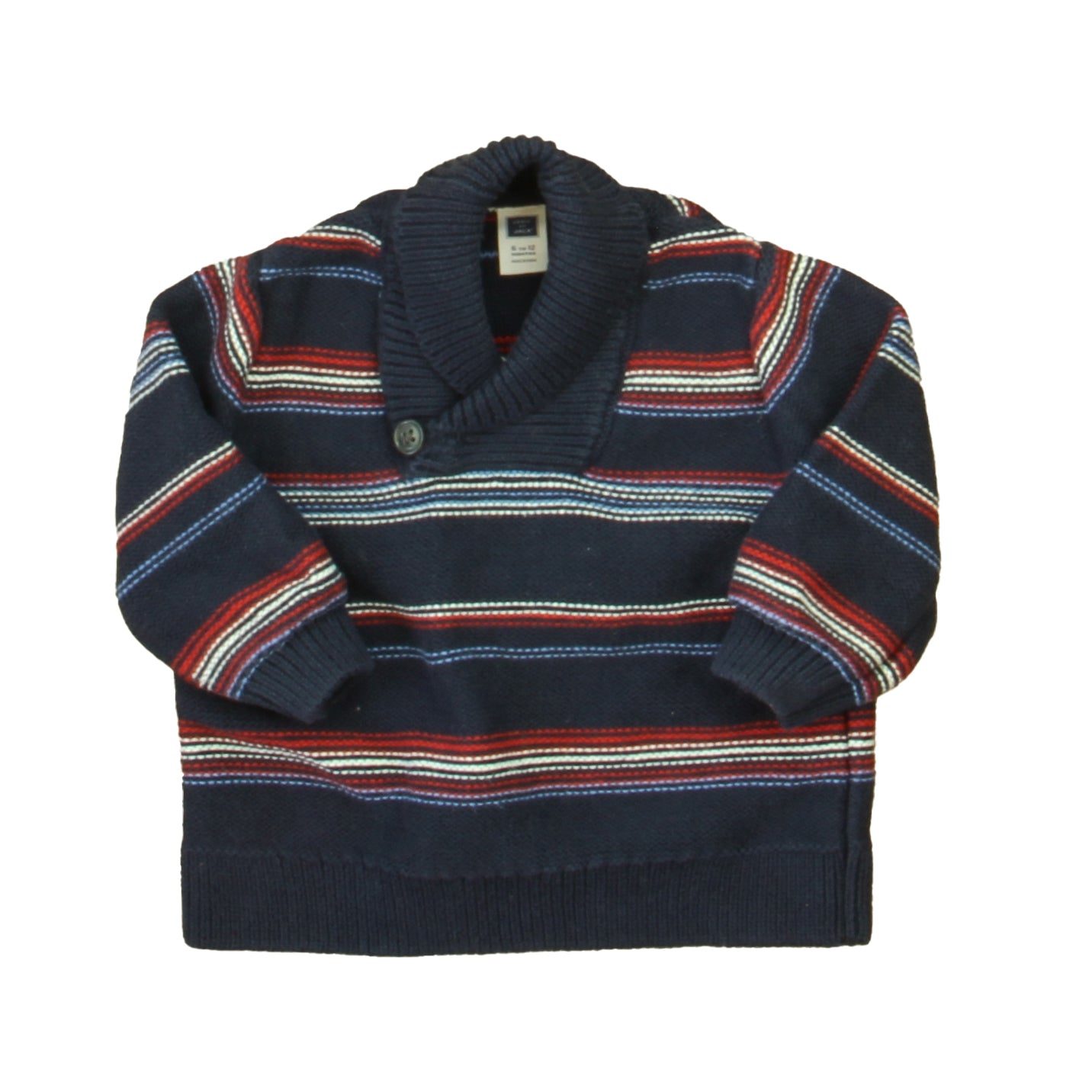 Janie and Jack Boys Navy | White | Red Stripe Sweater Size: 6-12 Months